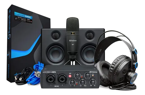 Kit Presonus Studio C/ Interface Monitor Fone Microfone Cor Preto