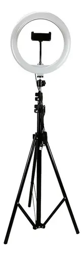 Ring Light Iluminador Led Profissional 26cm Tripé 2,10m Estrutura Preto Luz Branco-frio 4you